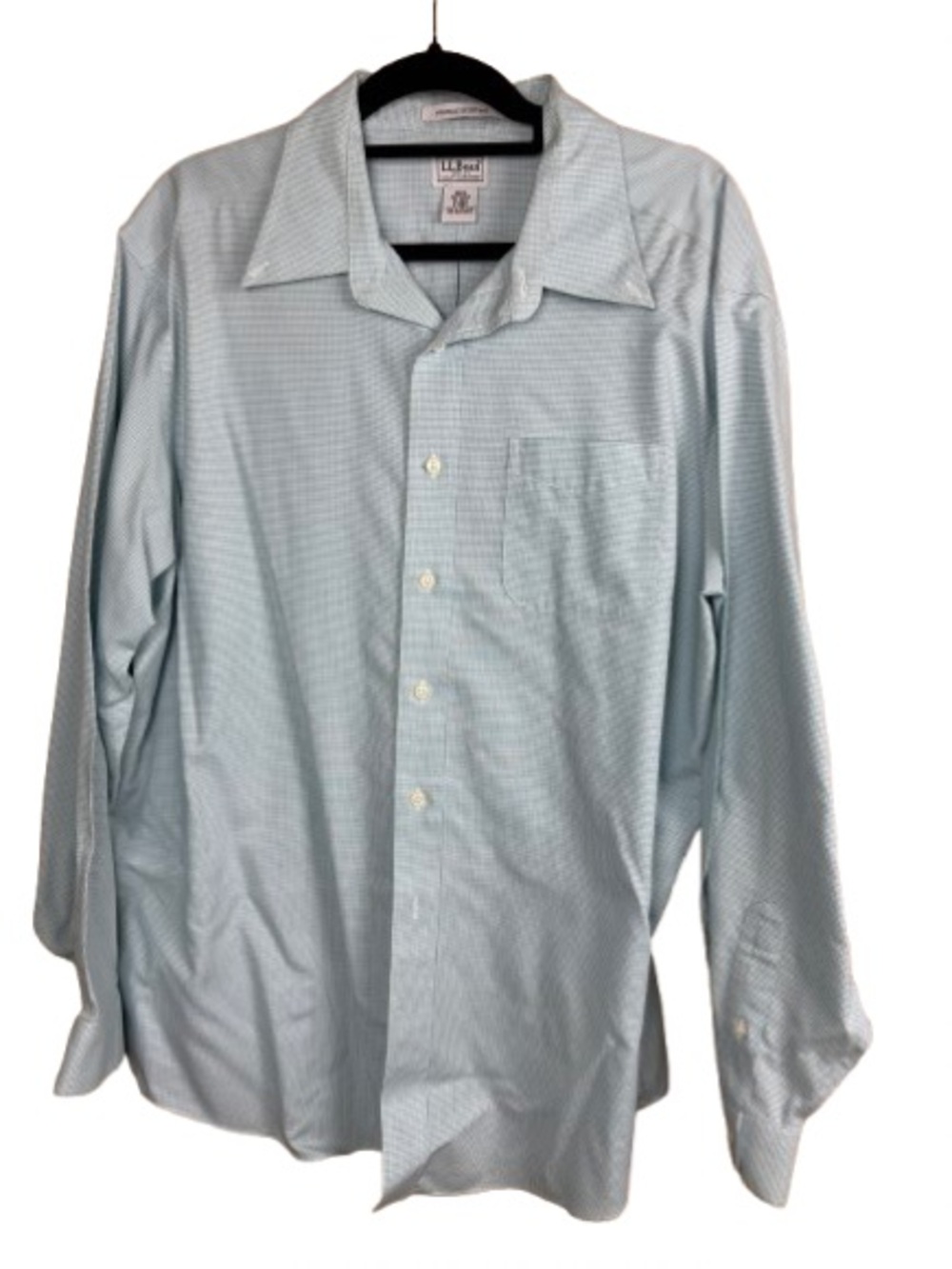 L.L. Bean Light Blue Micro-Check Men's Dress Shirt